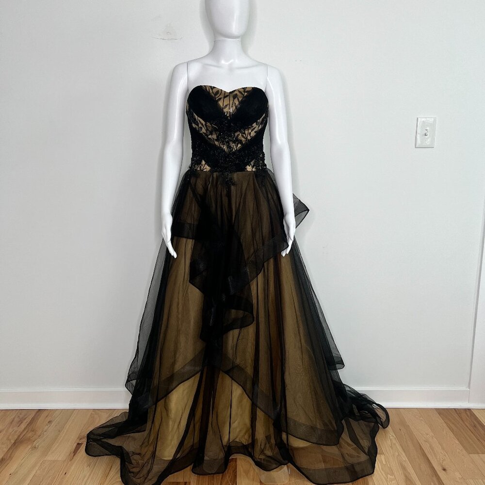 Elegant Black & Gold Long Gown